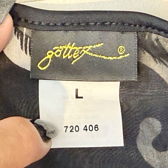 NWOT Gottex 100% Silk Black & Cream Sarong Swim Cover Up Women's Large - Picture 3 of 6